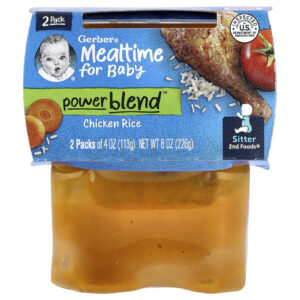 Gerber Mealtime para o Bebê Power Blend™ 2nd Foods® Arroz com Frango 2 Unidades 113 g (4 oz) Cada