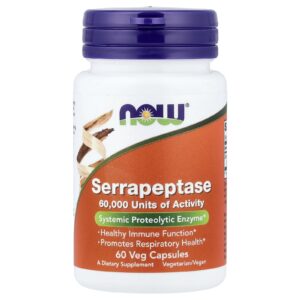 NOW Foods Serrapeptase 60 Cápsulas Vegetais (27 mg por Cápsula)