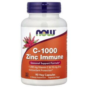 NOW Foods C-1000 Zinco Imunidade 90 Cápsulas Vegetais