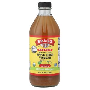 Bragg Vinagre de Sidra de Maçã Orgânico com a “Mãe” Gengibre Cítrico 473 ml (16 fl oz)