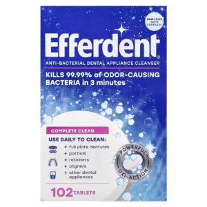 Efferdent Limpador Antibacteriano para Fios Dental Limpeza Completa 102 Pastilhas