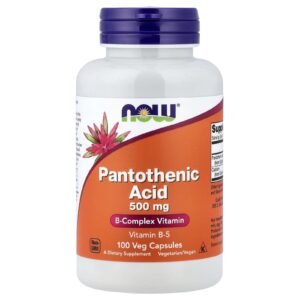 NOW Foods Ácido Pantotênico 500 mg 100 Cápsulas Vegetais