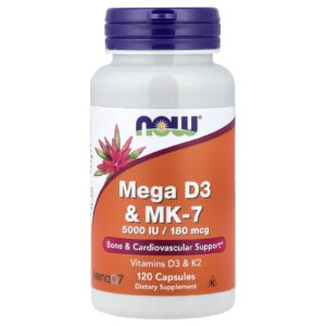 NOW Foods Mega D3 e MK-7 120 Cápsulas