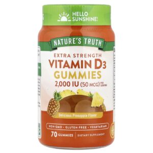 Natures Truth Vitamina D3 Abacaxi Delicioso 70 Gomas ( 25 mcg (1.000 UI) por Goma)