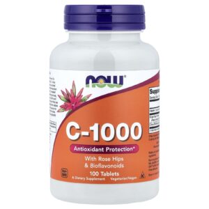 NOW Foods C-1000 com Rosa-mosqueta e Bioflavonoides 100 Comprimidos