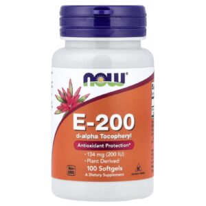 NOW Foods E-200 134 mg (200 UI) 100 Cápsulas Softgel