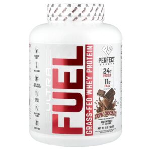 PERFECT Sports Ultra Fuel Proteína Whey Alimentada com Grama Chocolate Triplo 182 kg (4 lb)