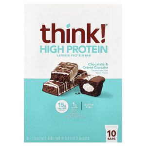Think ! Barras com Alto Teor de Proteína Bolinho de Chocolate e Creme 10 Barras 57 g (201 oz) Cada