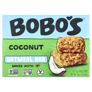Bobos Oat Bars Barras de Coco e Aveia 12 Barras 85 g (3 oz) Cada