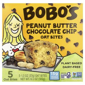 Bobos Oat Bars Biscoitos de Aveia Manteiga de Amendoim e Lascas de Chocolate 5 Unidades 37 g (13 oz) Cada