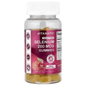 Vitamatic Gomas de Selênio Sem Açúcar Sabor Natural de Pêssego 200 mcg 90 Gomas