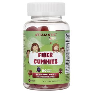 Vitamatic Gomas de Fibra para Crianças Sabores Naturais de Amora Pêssego e Morango 60 Gomas