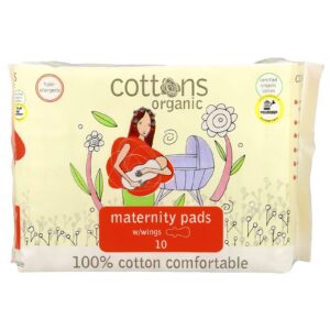 Cottons 100% Algodão Confortável Absorventes para Maternidade com Abas Pesado Sem Perfume 10 Absorventes