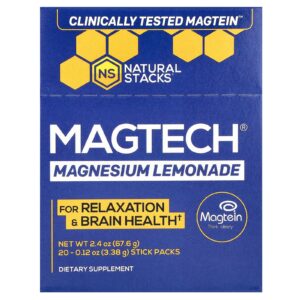 Natural Stacks Magnésio MagTech® Limonada 20 Embalagens 338 g (012 oz) Cada