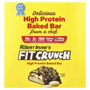 FITCRUNCH Barra Assada com Alta Proteína Manteiga de Amendoim com Chocolate 9 Barras 46 g (162 oz) Cada