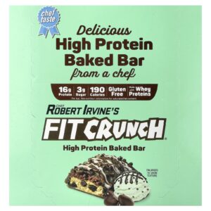 FITCRUNCH Barra Assada com Alta Proteína Lascas de Chocolate de Hortelã 9 Barras 46 g (162 oz) Cada