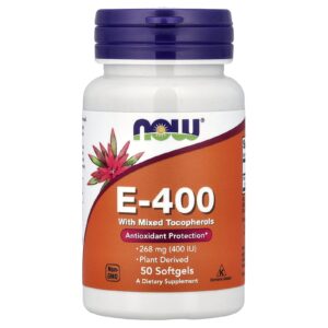 NOW Foods E-400 268 mg (400 UI) 50 Cápsulas Softgel