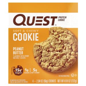 Quest Nutrition Cookie de Proteína Manteiga de Amendoim 4 Pacotes 58 g (204 oz) Cada