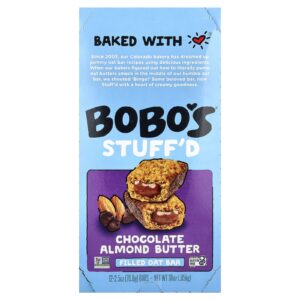 Bobos Oat Bars Barra de Aveia Recheada com Recheio Manteiga de Amêndoa e Chocolate 12 Barras 708 g (25 oz) Cada