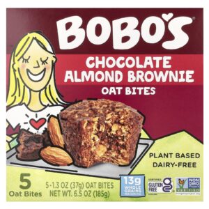 Bobos Oat Bars Brownie de Chocolate com Amêndoa e Aveia Bites 5 Bocadas 37 g (13 oz) Cada