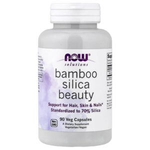 NOW Foods Solutions Bamboo Silica Beauty 90 Cápsulas Vegetais (380 mg por Cápsula)