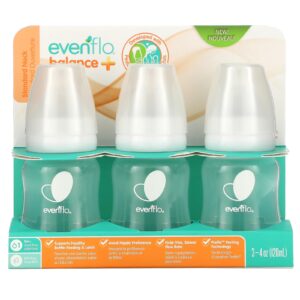 Evenflo Feeding Equilíbrio + Frascos Padrão Mais de 0 Meses Fluxo Lento 3 Frascos 120 ml (4 oz) Cada