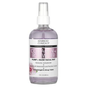 Advanced Clinicals Colágeno + Água de Rosas Névoa Facial Plump + Glow 237 ml (8 fl oz)