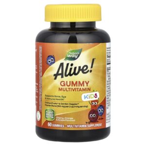 Natures Way Alive! Infantil Multivitamínico em Gomas Sabores de Cereja Laranja e Uva 60 Gomas