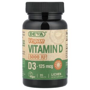 Deva Vitamina D D3 Vegana 125 mcg (5.000 UI) 90 Comprimidos