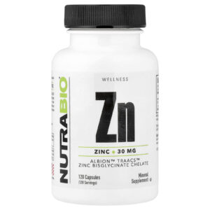 NutraBio Zinco 30 mg 120 Cápsulas