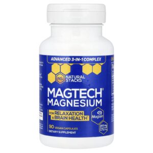 Natural Stacks MagTech® Magnésio 90 Cápsulas Veganas (666 mg por Cápsula)