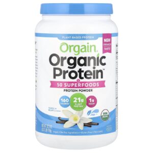 Orgain Organic Protein™ + 50 Superalimentos em Pó Fava de Baunilha 918 g (202 lb)