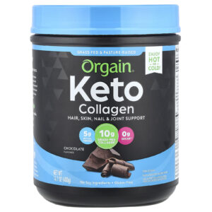 Orgain Cetona Proteína Cetogênica de Colágeno em Pó com Óleo TCM Chocolate 400 g (088 lb)