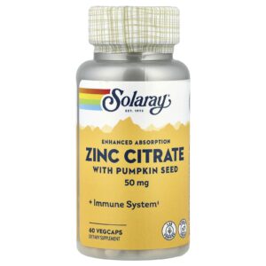Solaray Citrato de Zinco com Semente de Abóbora 60 VegCaps
