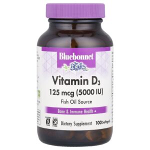 Bluebonnet Nutrition Vitamina D3 125 mcg (5.000 UI) 100 Cápsulas Softgel