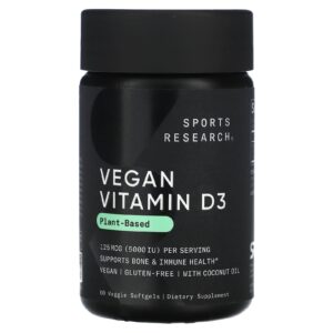 Sports Research Vitamina D3 Vegana 125 mcg (5.000 UI ) 60 Cápsulas Vegetais