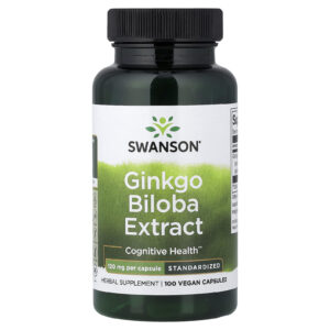 Swanson Extrato de Ginkgo Biloba Padronizado 120 mg 100 Cápsulas Veganas