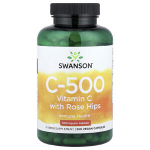 Swanson C-500 Vitamina C com Rosa-Mosqueta 250 Cápsulas Veganas