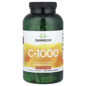 Swanson C-1000 Vitamina C com Rosa-mosqueta 250 Cápsulas Veganas