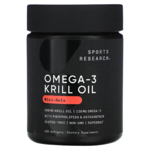 Sports Research Óleo de Krill Antártico com Astaxantina 500 mg 120 Cápsulas Softgel