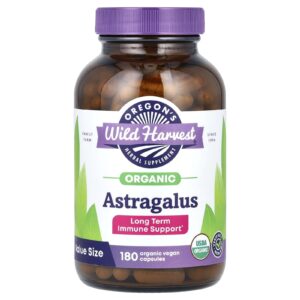 Oregons Wild Harvest Astragalus Orgânico 180 Cápsulas Veganas Orgânicas (375 mg por Cápsula)