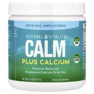 Natural Vitality CALM® Plus Cálcio Mistura para Bebida de Magnésio e Cálcio Original Sem Sabor 227 g (8 oz)