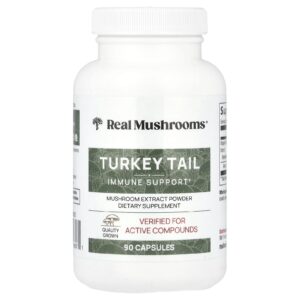 Real Mushrooms Cauda de Peru Extrato de Cogumelo em Pó 90 Cápsulas