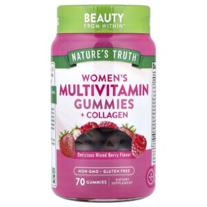 Natures Truth Gomas Multivitamínicas + Colágeno para Mulheres Frutos Silvestres Deliciosos 70 Gomas
