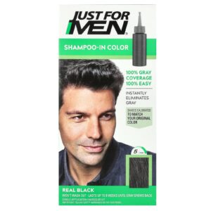 Just for Men Shampoo In-Color Real Black H-55 Kit de Coloração para Cabelos de Aplicação Única