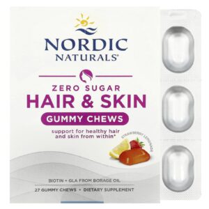 Nordic Naturals Sem Açúcar no Cabelo e na Pele em Goma Limonada de Morango 27 Gomas em Goma