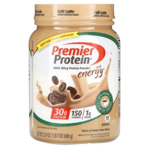 Premier Protein Proteína 100% Whey em Pó com Energia Café Latte 680 g (239 oz)