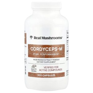 Real Mushrooms Cordyceps-M Extrato de Cogumelos em Pó 300 Cápsulas