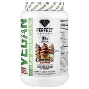 PERFECT Sports Óleo de Vegano Mistura de Proteínas 100% à Base de Plantas Sonho de Chocolate 700 g (15 lb)
