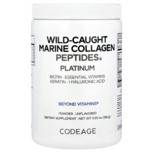 Codeage Peptídeos de Colágeno Marinho Selvagem Platina Sem Sabor 326 g (115 oz)